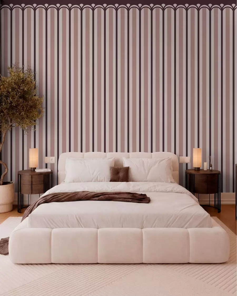wall murals Вертикални орнамент у кремастим и шљивастим тоновима w05610v2