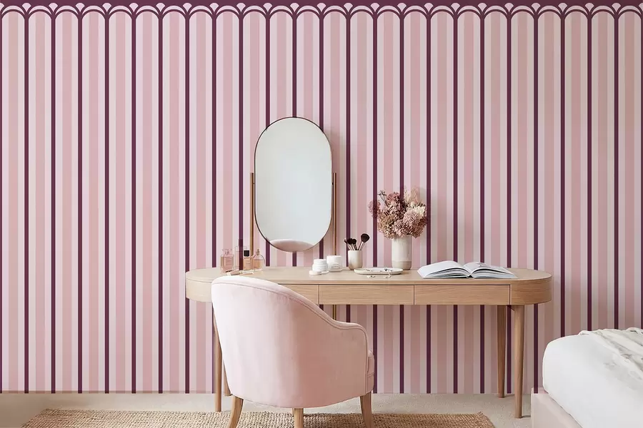 wall murals Вертикални орнамент у ружичастим и бордо тоновима w05610v4