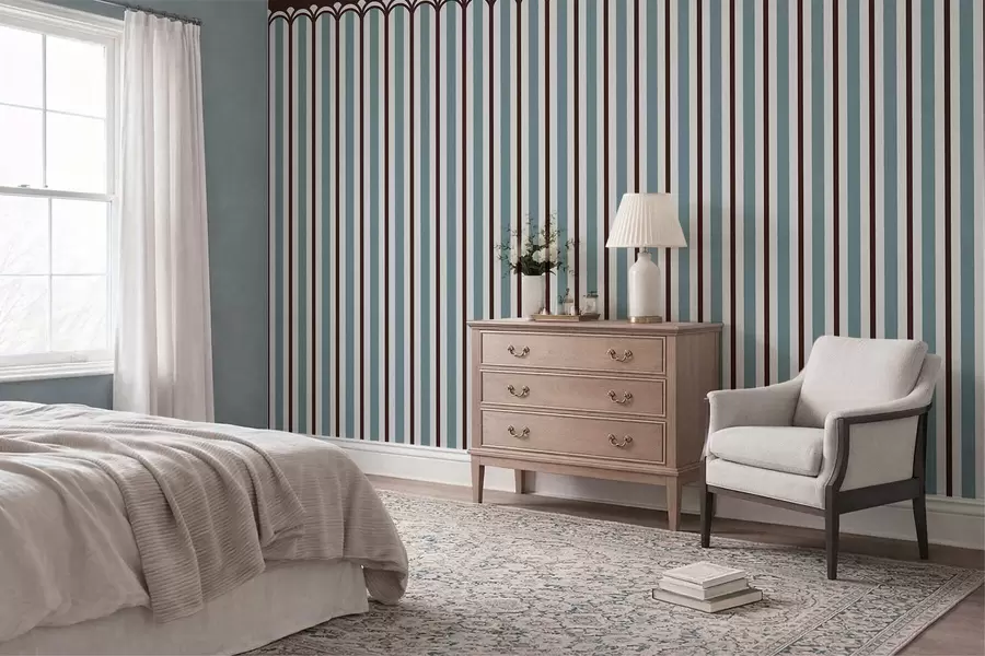 wall murals Вертикални орнамент у плавим и смеђим тоновима w05610v5