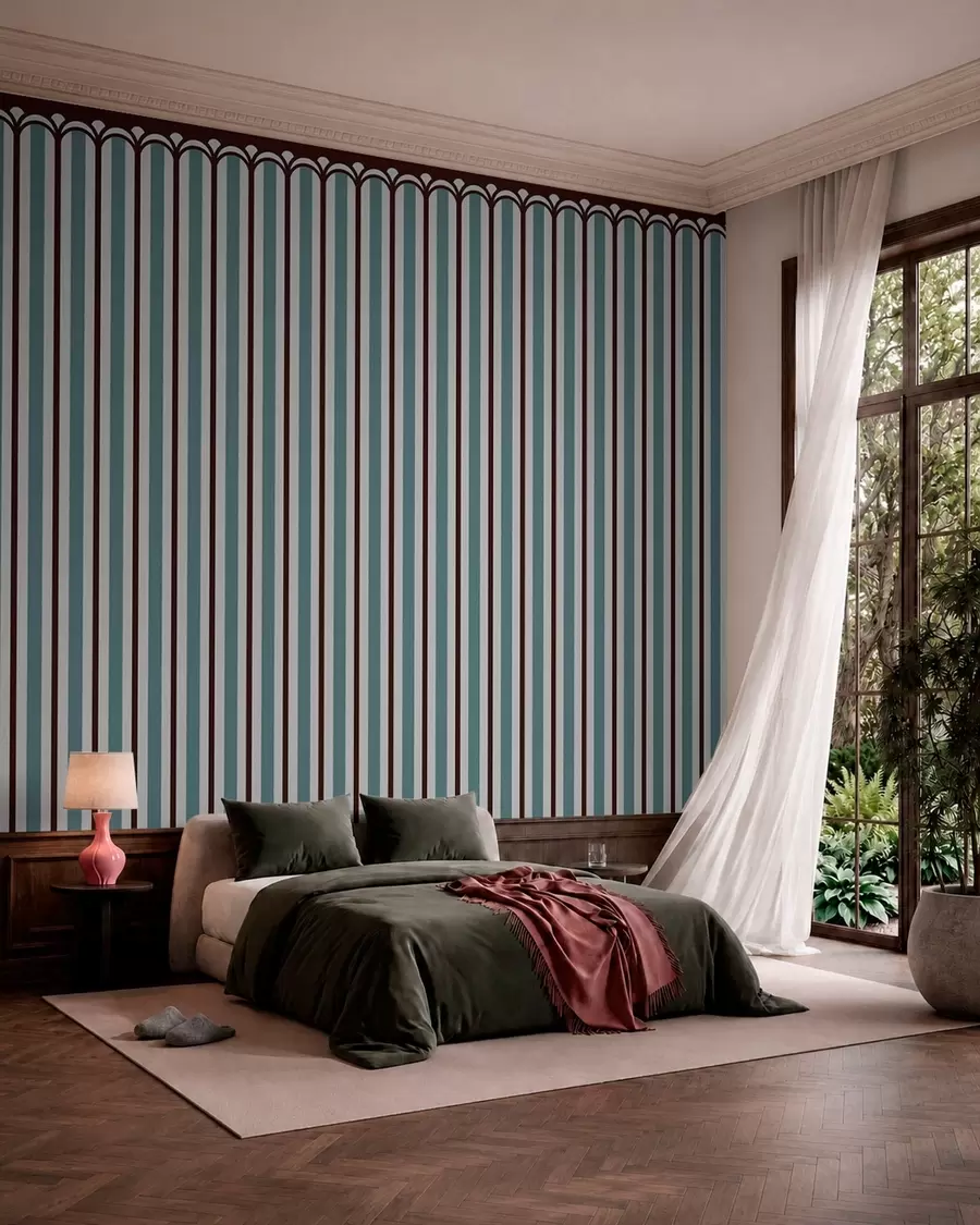 wall murals Вертикални орнамент у плавим и смеђим тоновима w05610v5