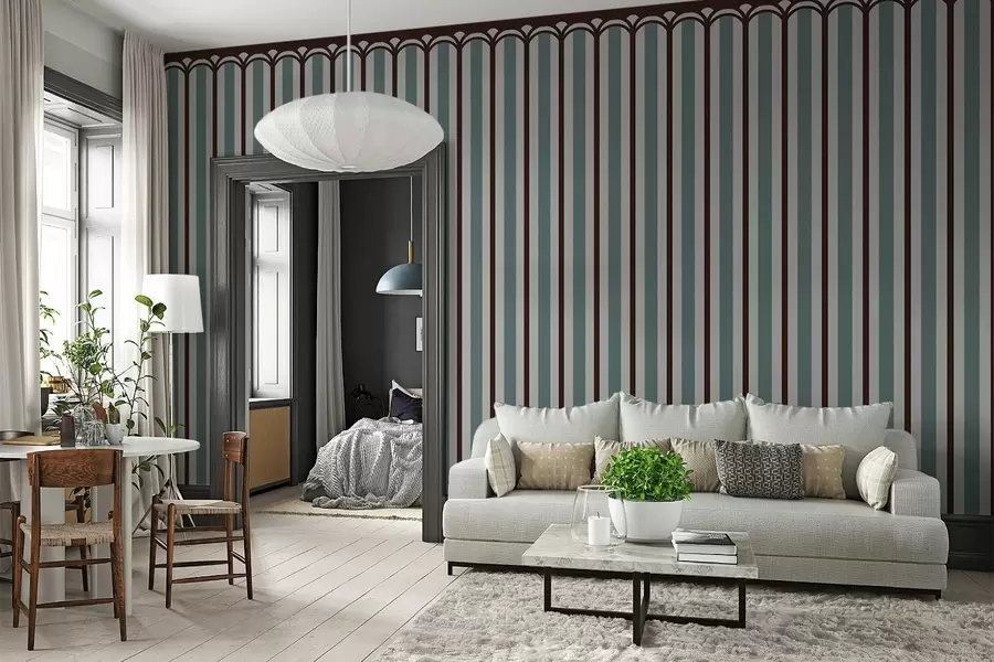 wall murals Вертикални орнамент у плавим и смеђим тоновима w05610v5