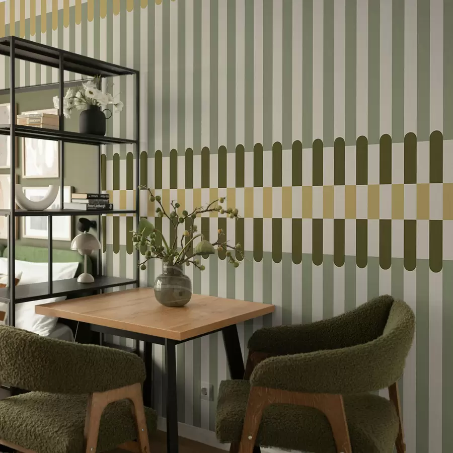 wall murals Пругасти узорак у зеленим и пешчаним тоновима w05150