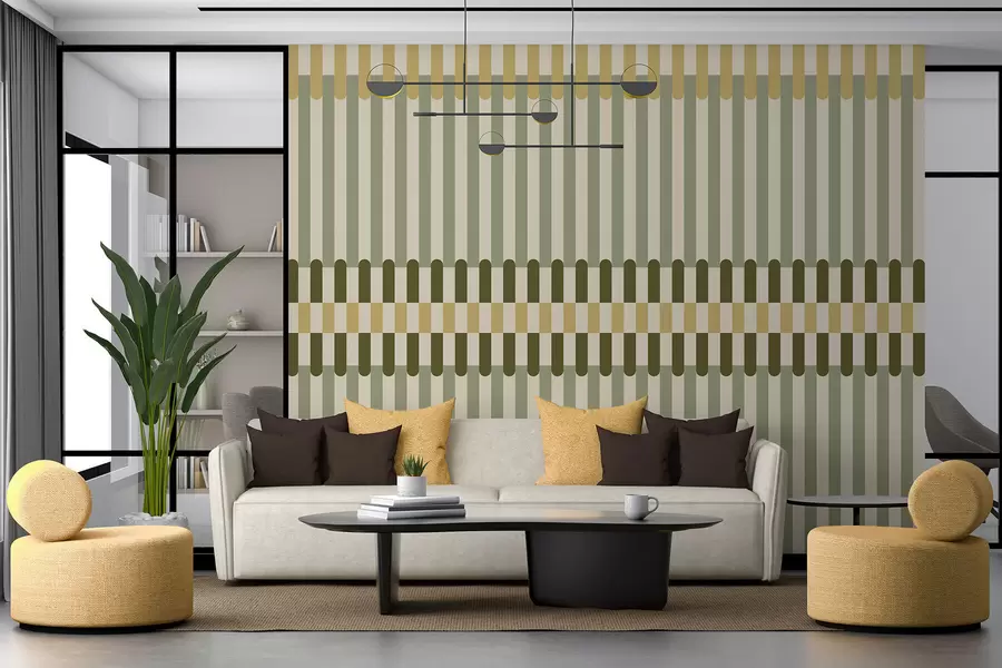 wall murals Пругасти узорак у зеленим и пешчаним тоновима w05150