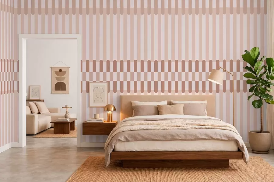 wall murals Пругасти узорак у светло ружичастим тоновима w05150v1