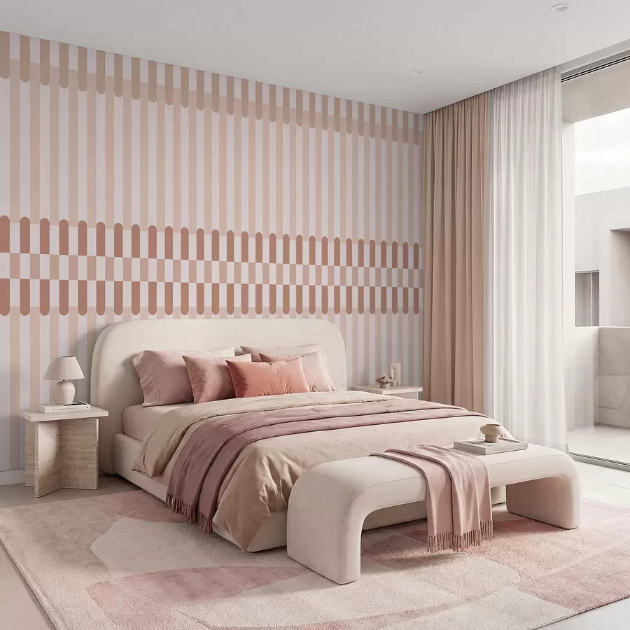 wall murals Пругасти узорак у светло ружичастим тоновима w05150v1