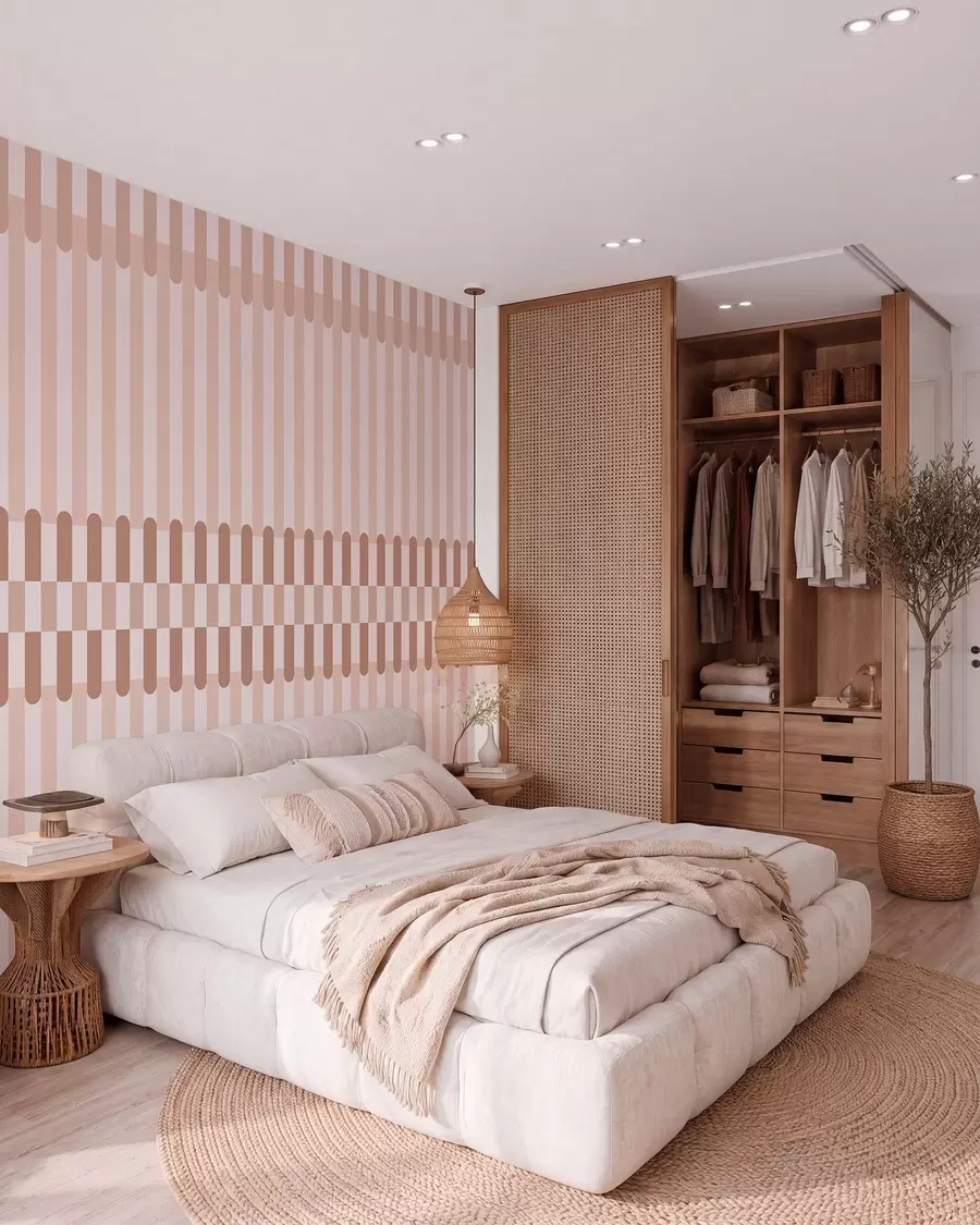 wall murals Пругасти узорак у светло ружичастим тоновима w05150v1