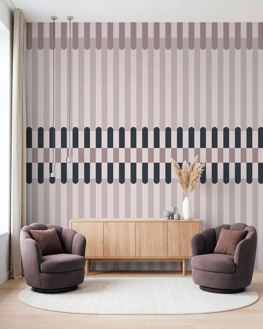 wall murals Пругасти узорак у крем и тамноплавим тоновима w05150v2