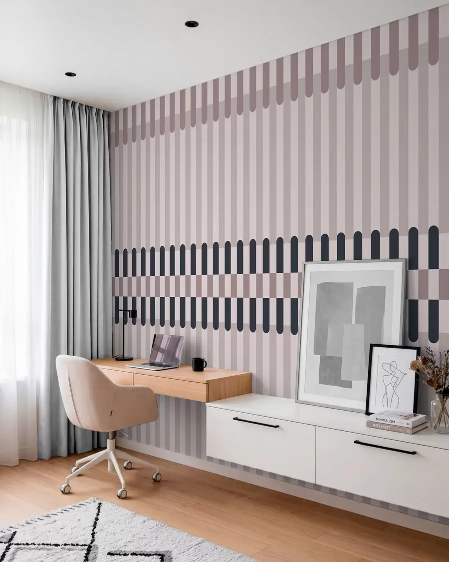 wall murals Пругасти узорак у крем и тамноплавим тоновима w05150v2