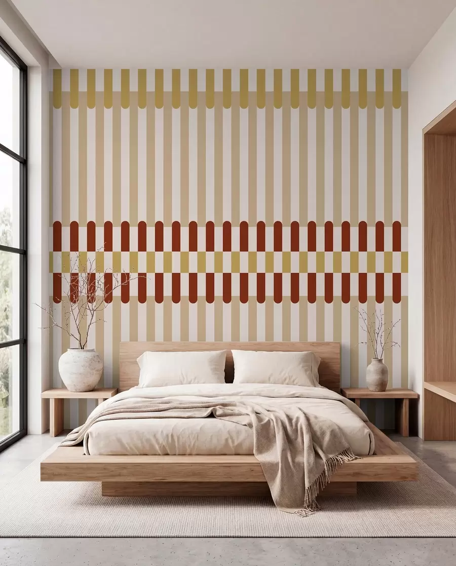 wall murals Пругасти узорак у беж и теракот тоновима w05150v3