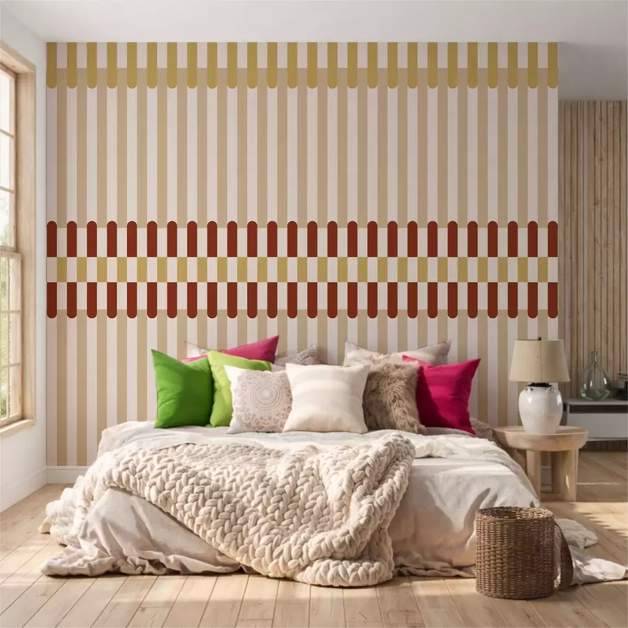 wall murals Пругасти узорак у беж и теракот тоновима w05150v3