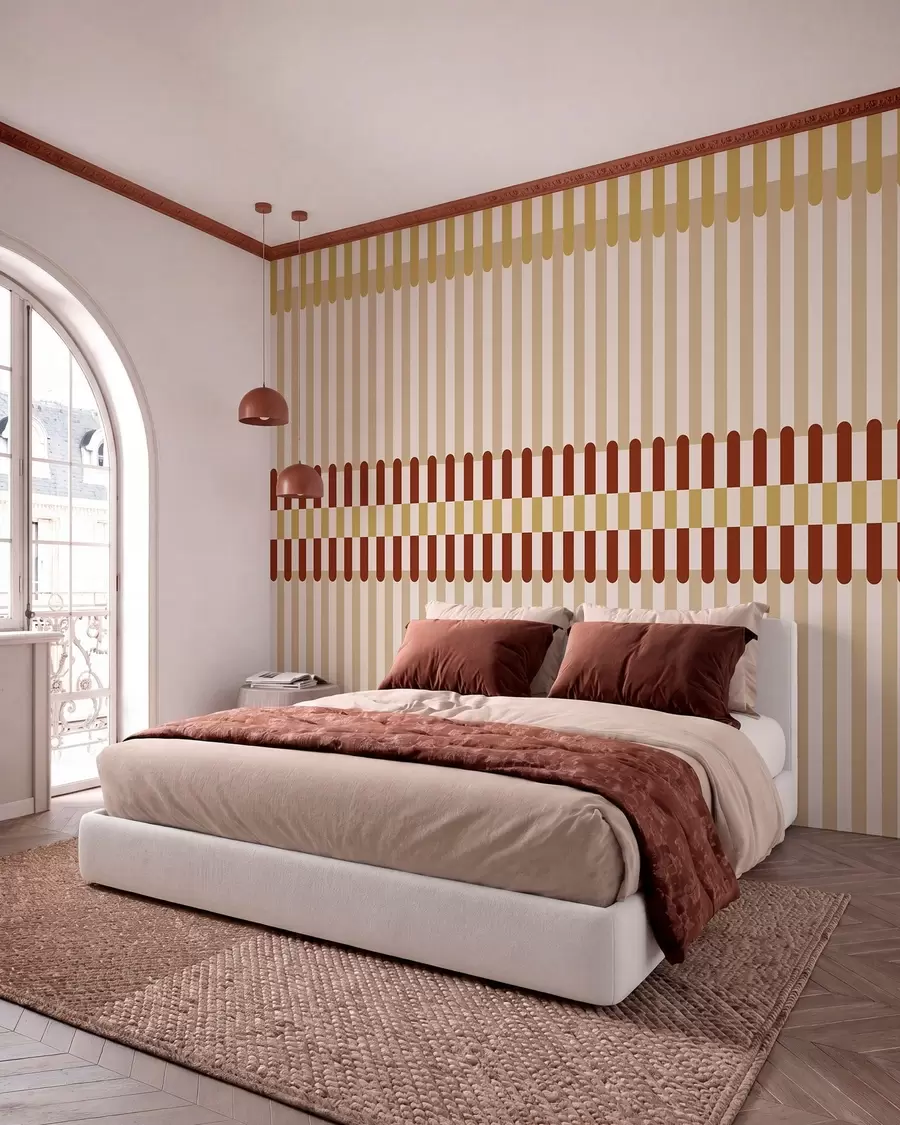 wall murals Пругасти узорак у беж и теракот тоновима w05150v3