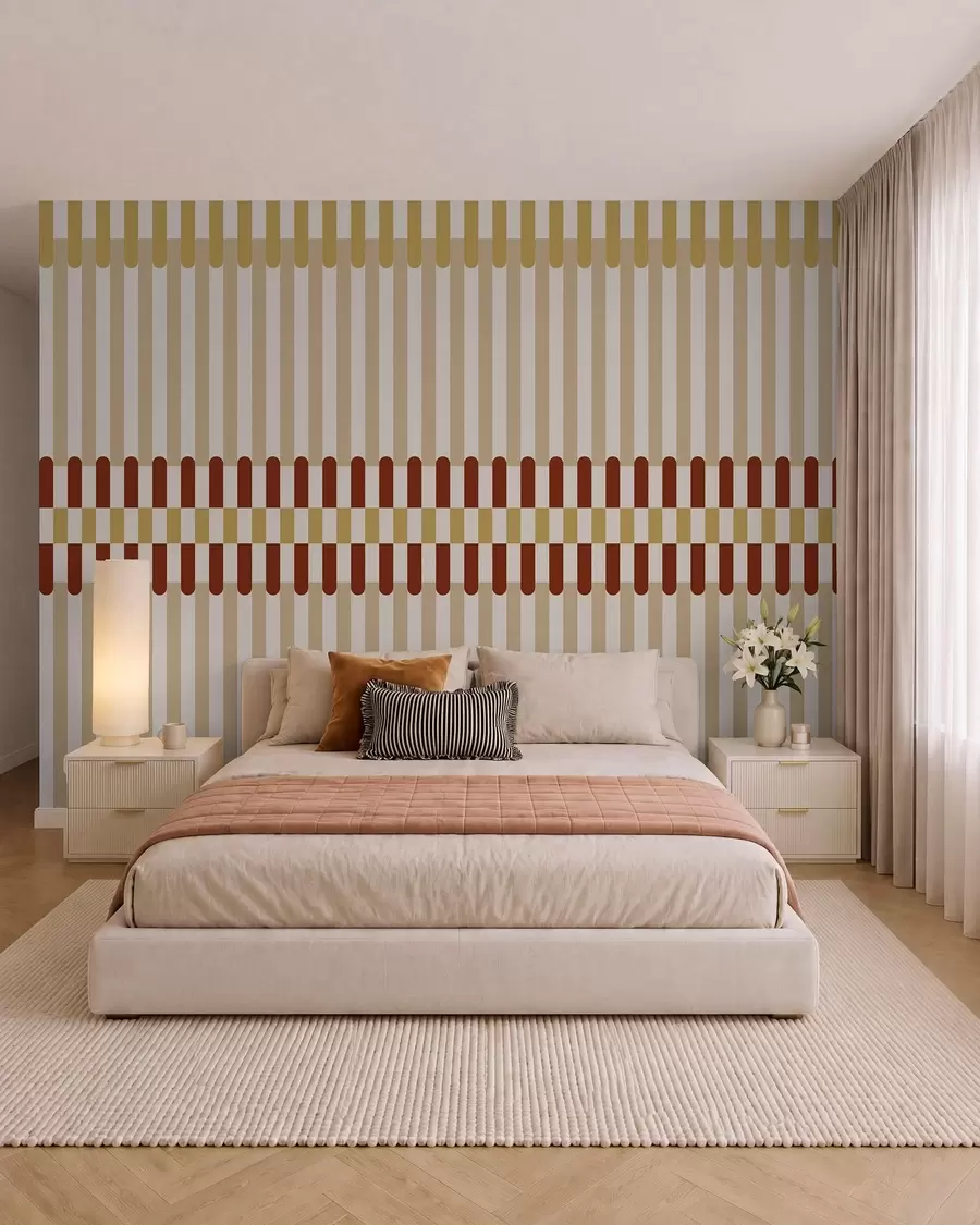 wall murals Пругасти узорак у беж и теракот тоновима w05150v3