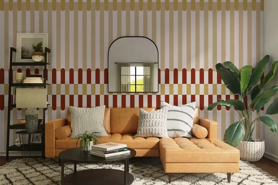 wall murals Пругасти узорак у беж и теракот тоновима w05150v3