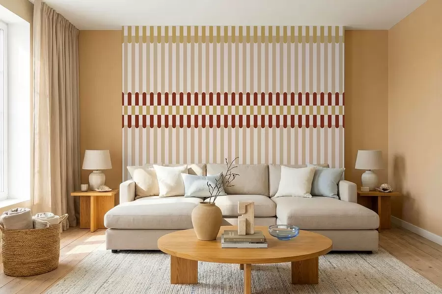 wall murals Пругасти узорак у беж и теракот тоновима w05150v3
