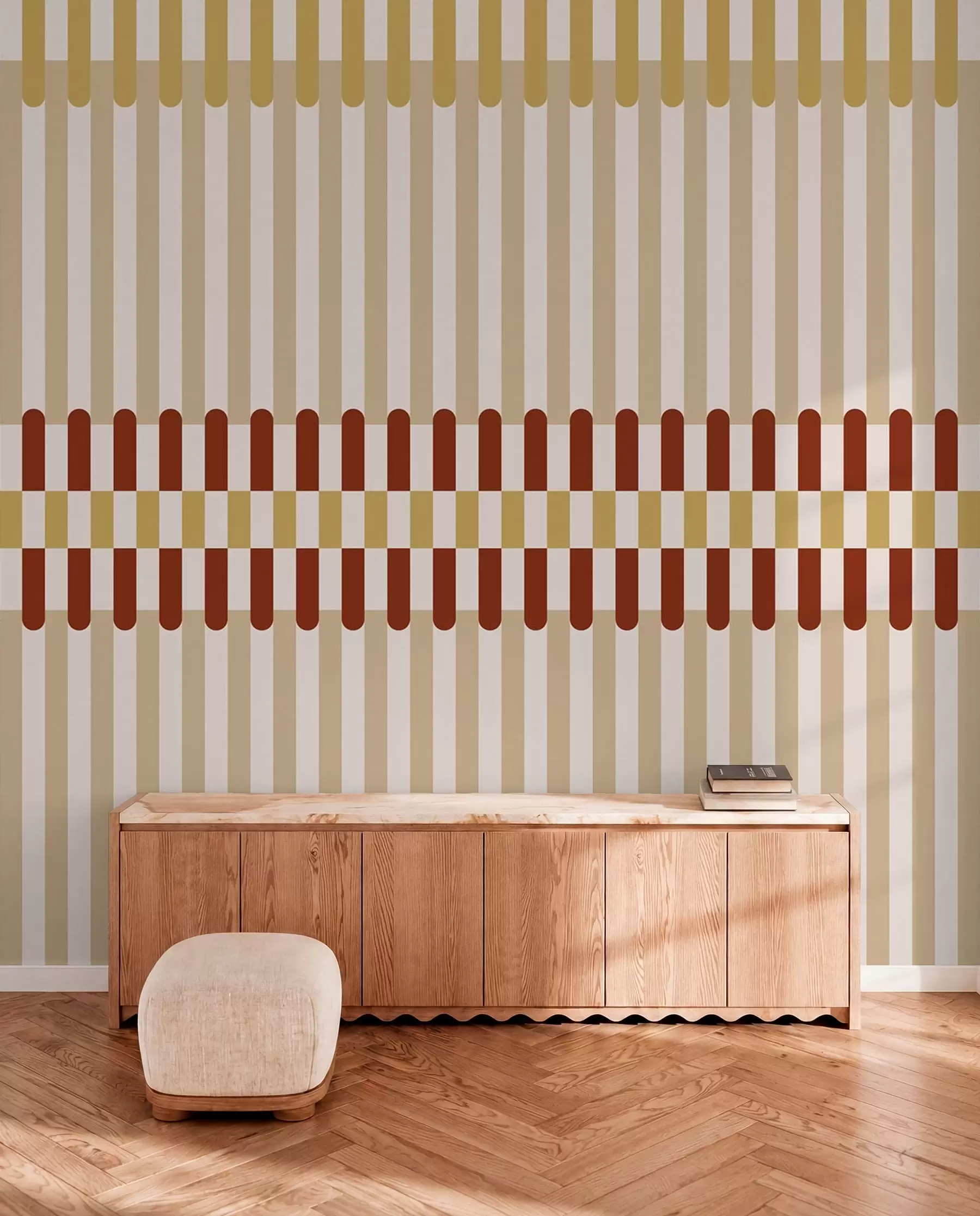 wall murals Пругасти узорак у беж и теракот тоновима w05150v3