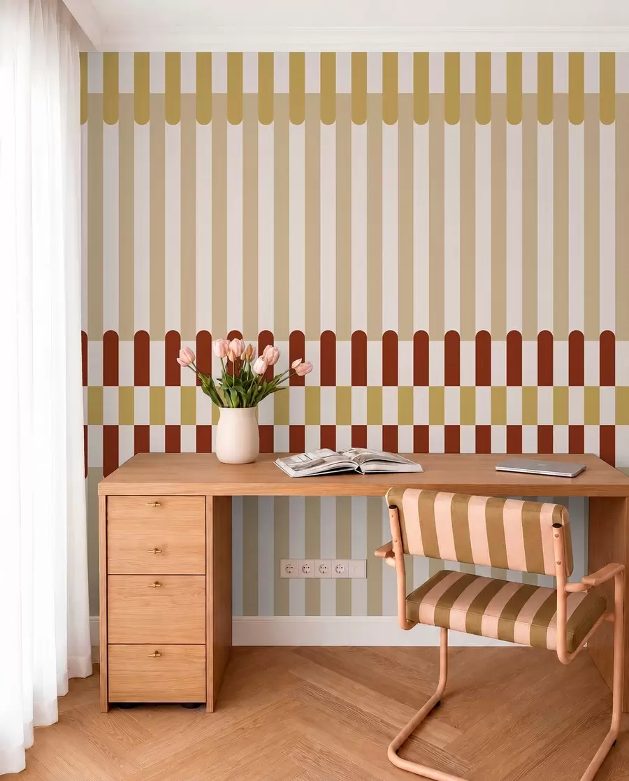 wall murals Пругасти узорак у беж и теракот тоновима w05150v3