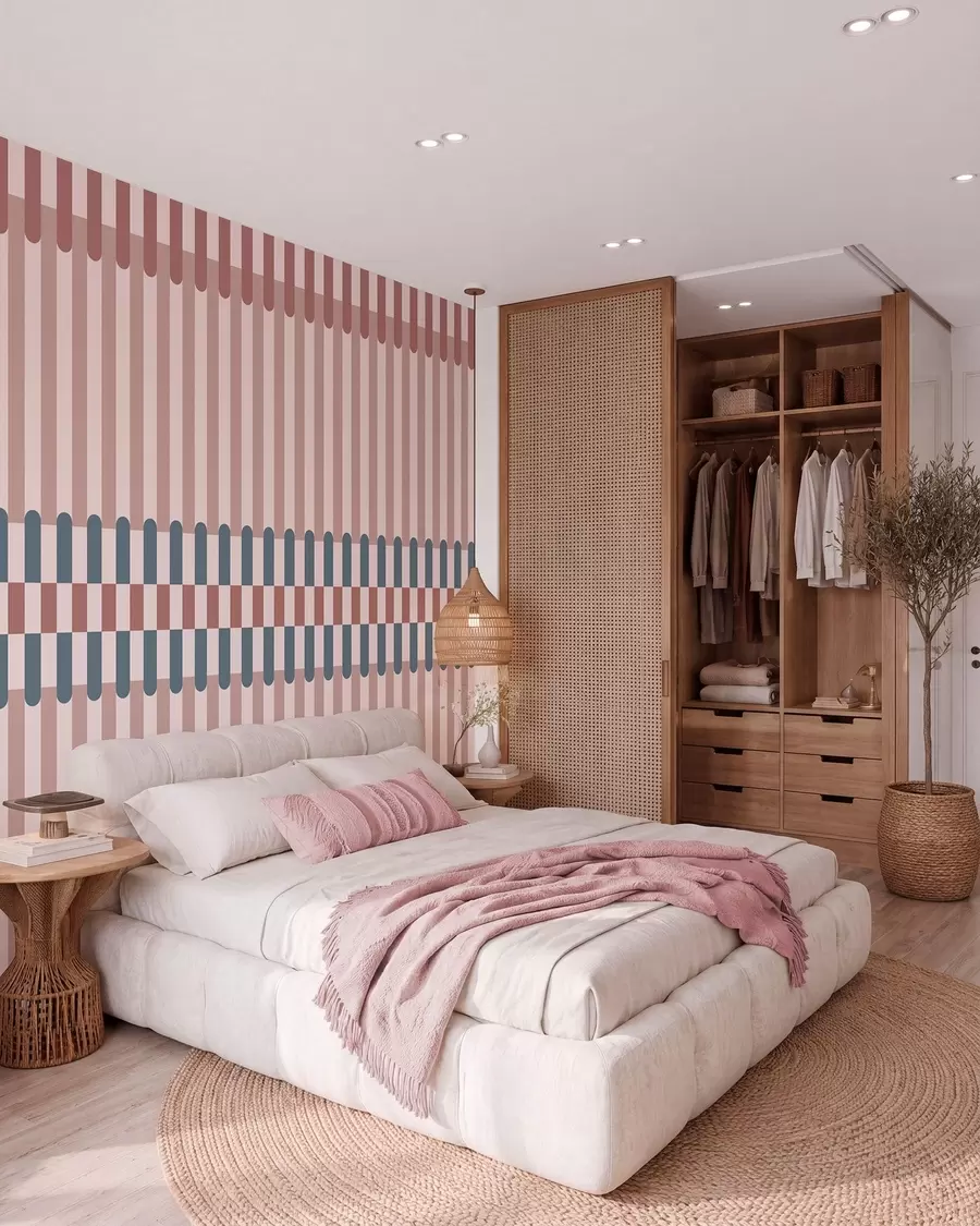 wall murals Пругасти узорак у ружичастим и плавим тоновима w05150v5
