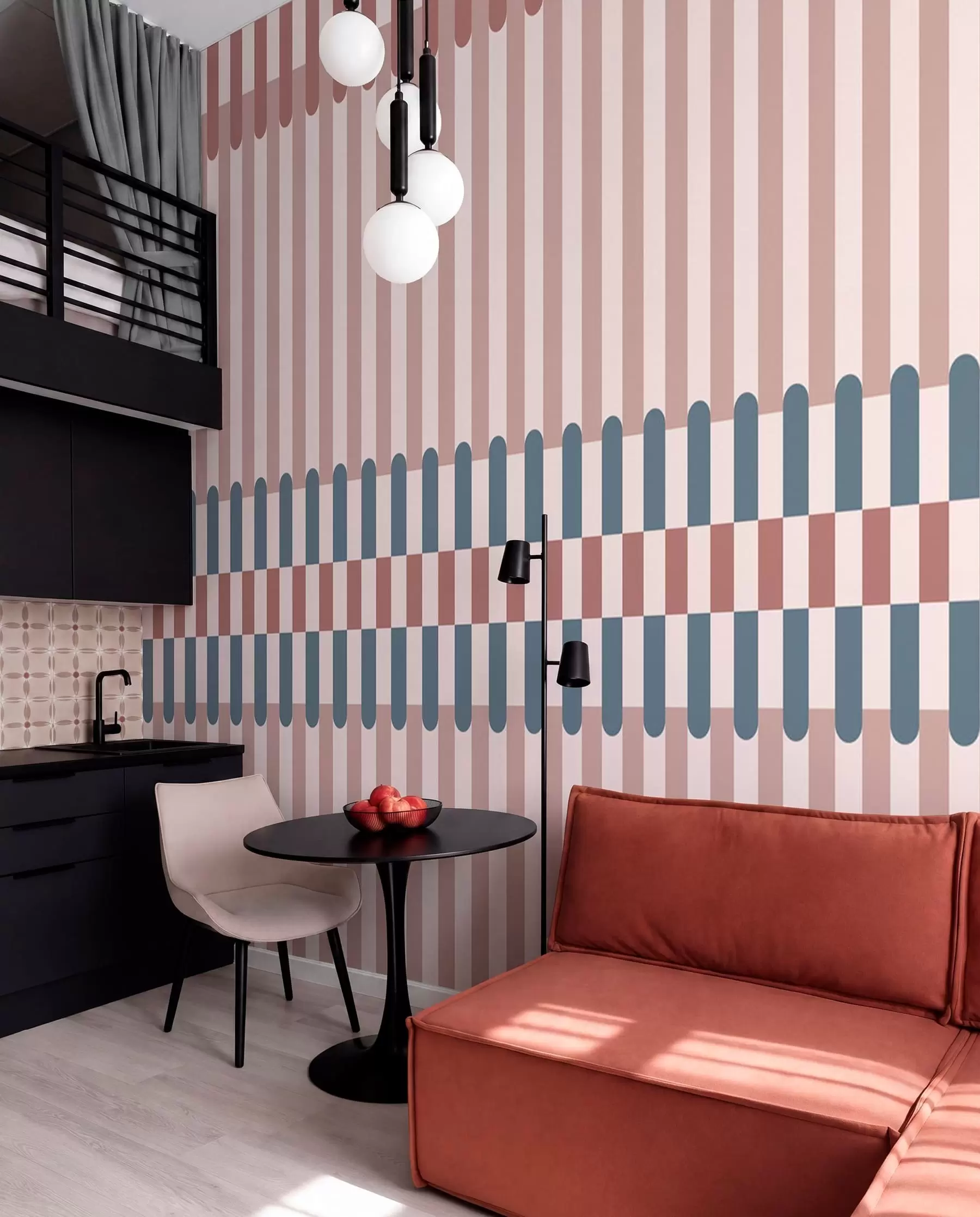 wall murals Пругасти узорак у ружичастим и плавим тоновима w05150v5