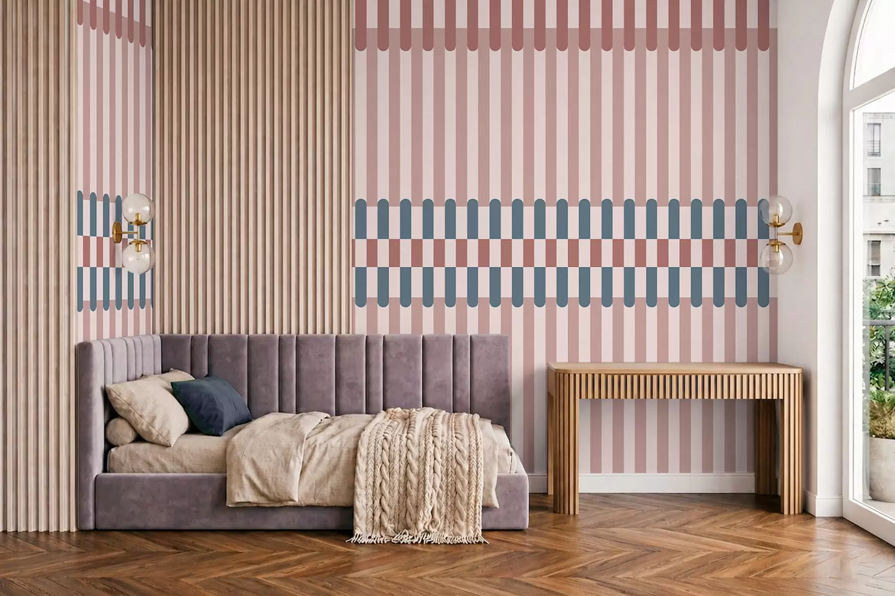wall murals Пругасти узорак у ружичастим и плавим тоновима w05150v5