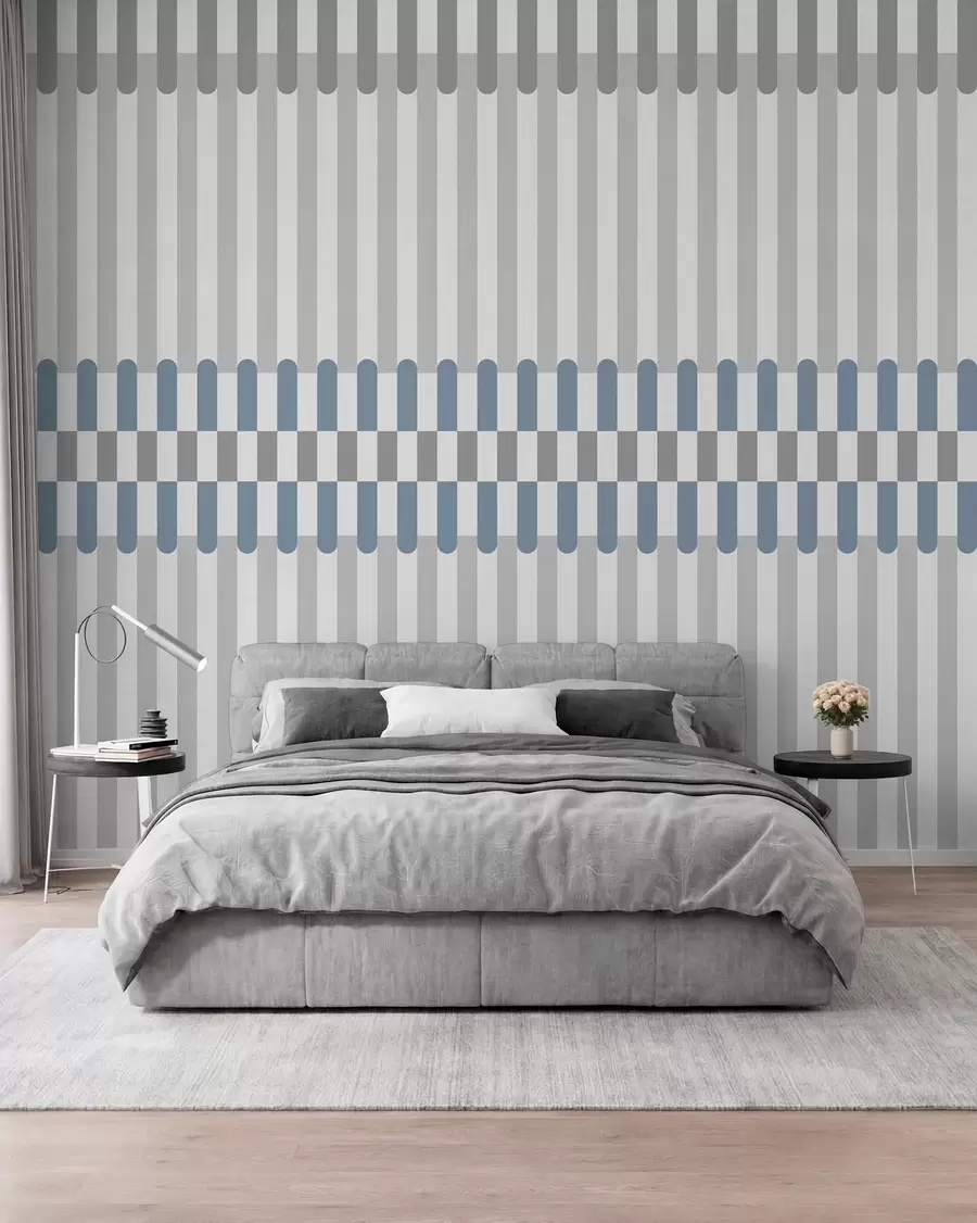 wall murals Пругасти узорак у сивим и плавим тоновима w05150v6