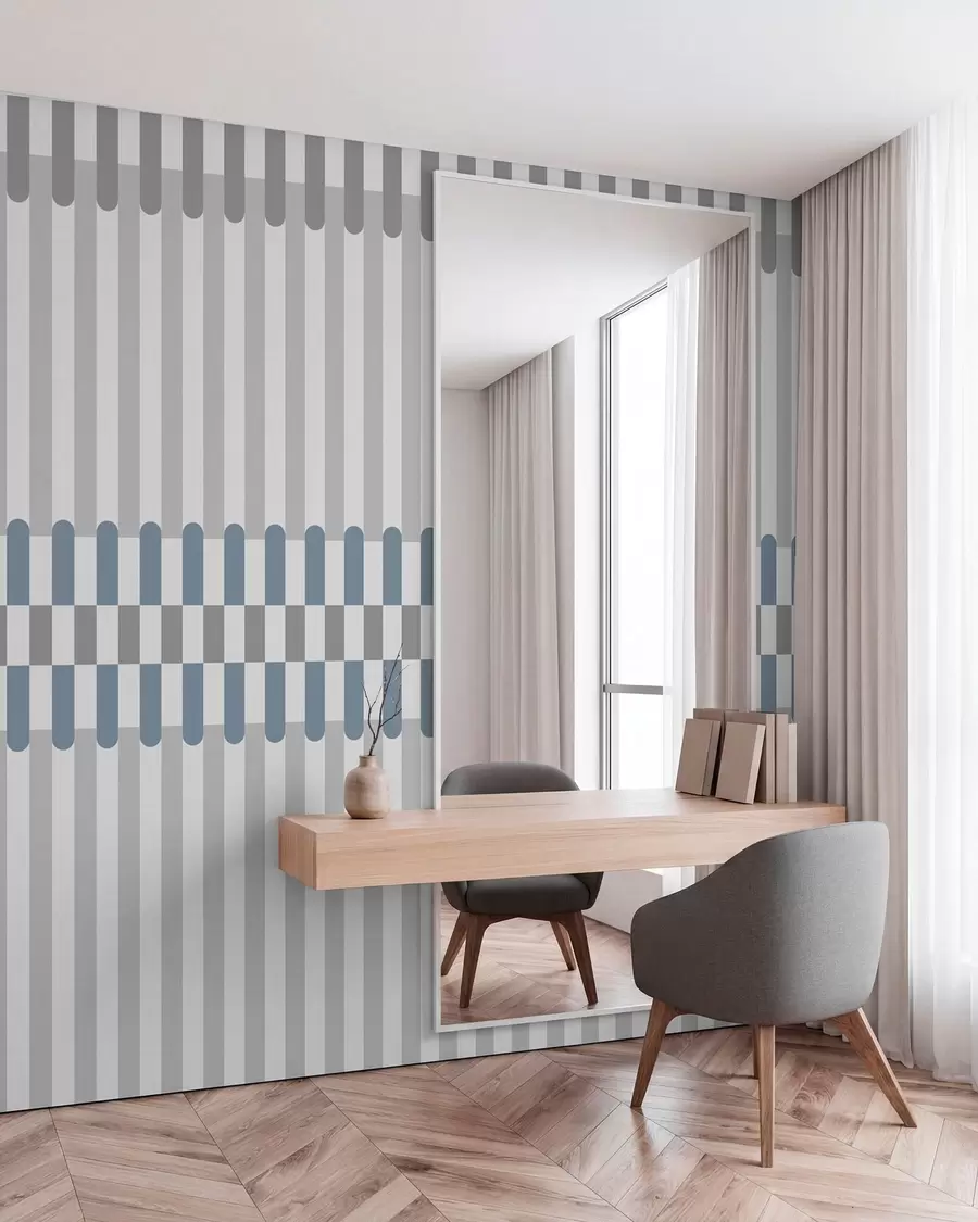 wall murals Пругасти узорак у сивим и плавим тоновима w05150v6