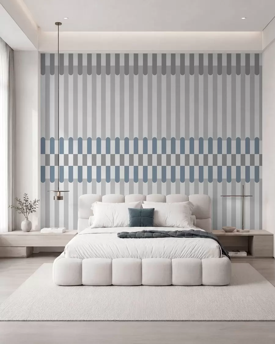 wall murals Пругасти узорак у сивим и плавим тоновима w05150v6