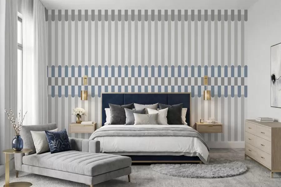 wall murals Пругасти узорак у сивим и плавим тоновима w05150v6