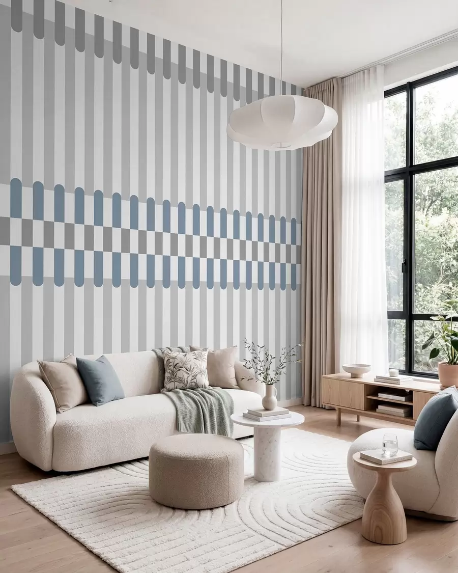 wall murals Пругасти узорак у сивим и плавим тоновима w05150v6