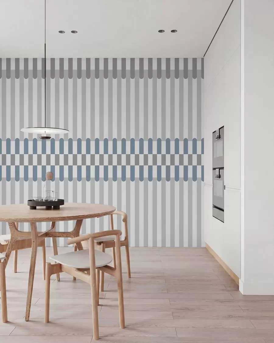 wall murals Пругасти узорак у сивим и плавим тоновима w05150v6