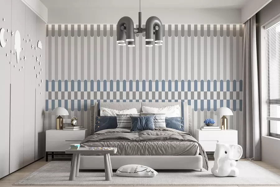 wall murals Пругасти узорак у сивим и плавим тоновима w05150v6