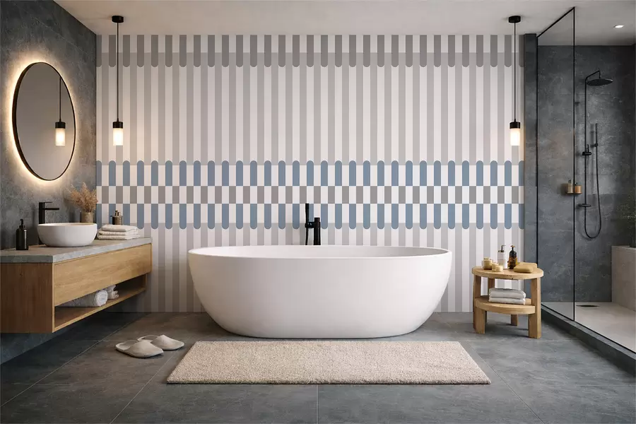 wall murals Пругасти узорак у сивим и плавим тоновима w05150v6
