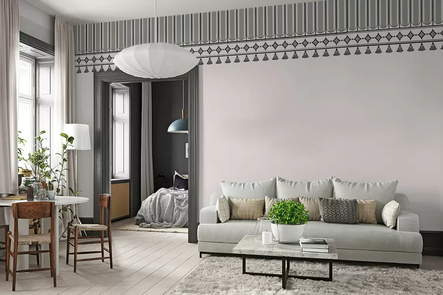 wall murals Украсна ивица у зеленим и сивим нијансама w05151v2