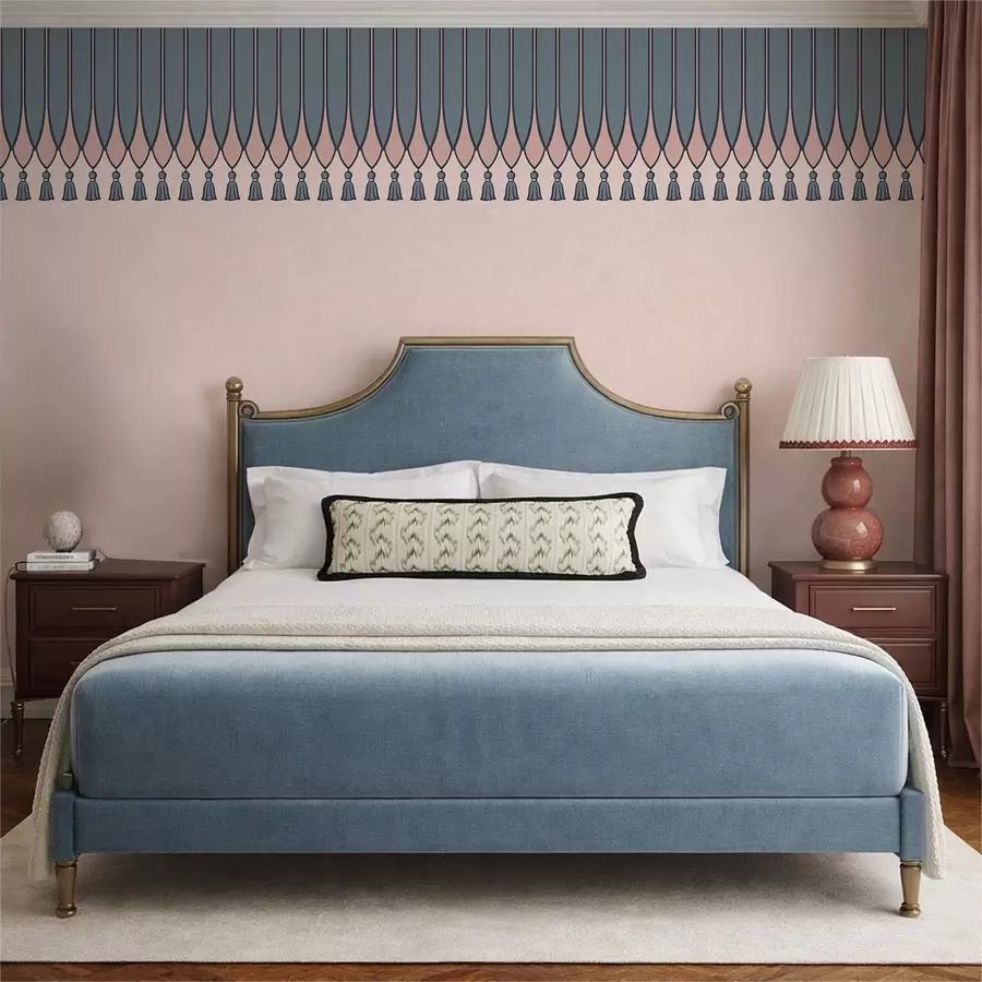 wall murals Декоративна ивица са ресама у ружичастим и плавим тоновима w05544