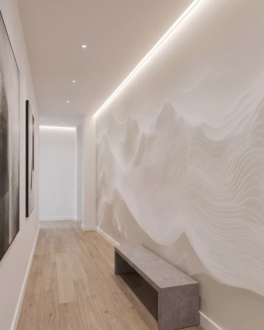 wall murals Апстрактне таласасте планине у беж палети у минималистичком стилу w09713
