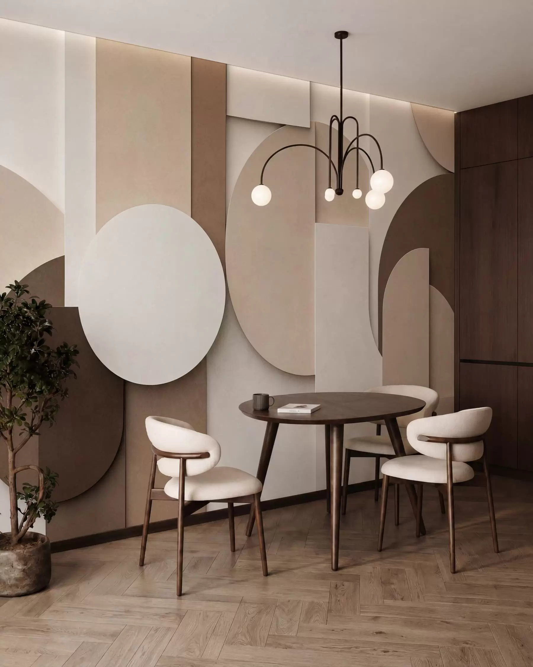 wall murals Текстурирани беж геометријски облици у слојевитој 3Д композицији, минималистичка модерна зидна уметност w05598