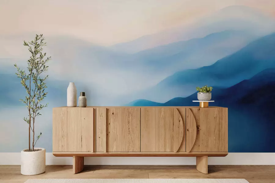 wall murals Меке плаве акварелне планине са сањивим градијентима и атмосферском дубином w05605