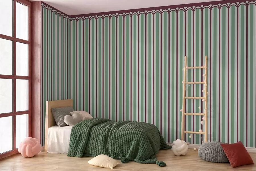 wall murals Вертикални орнамент у зеленим и бордо тоновима w05610v3