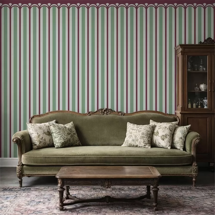 wall murals Вертикални орнамент у зеленим и бордо тоновима w05610v3