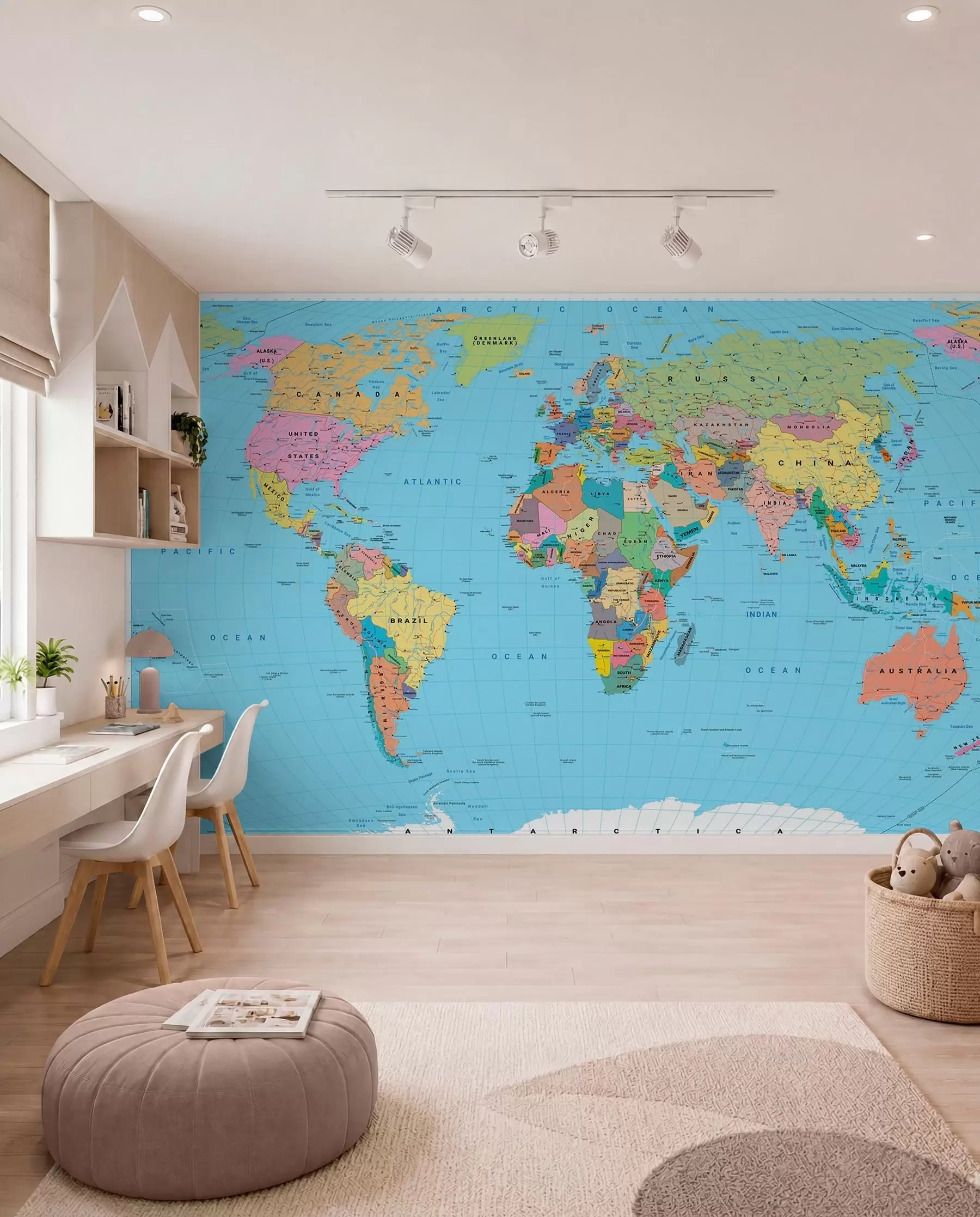 wall murals Karta sveta na engleskom c00004en