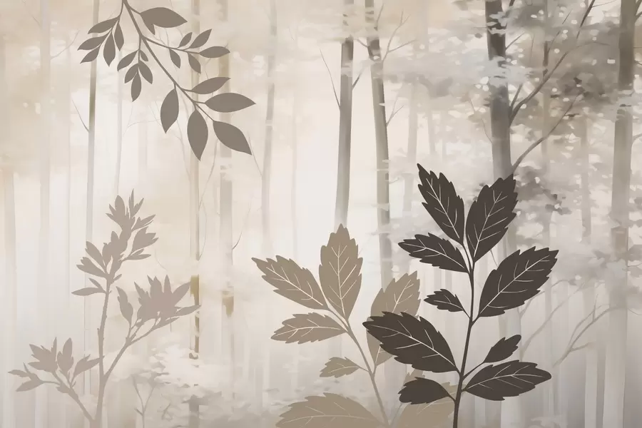 wall murals Силуете вегетације на позадини апстрактне шуме w05586