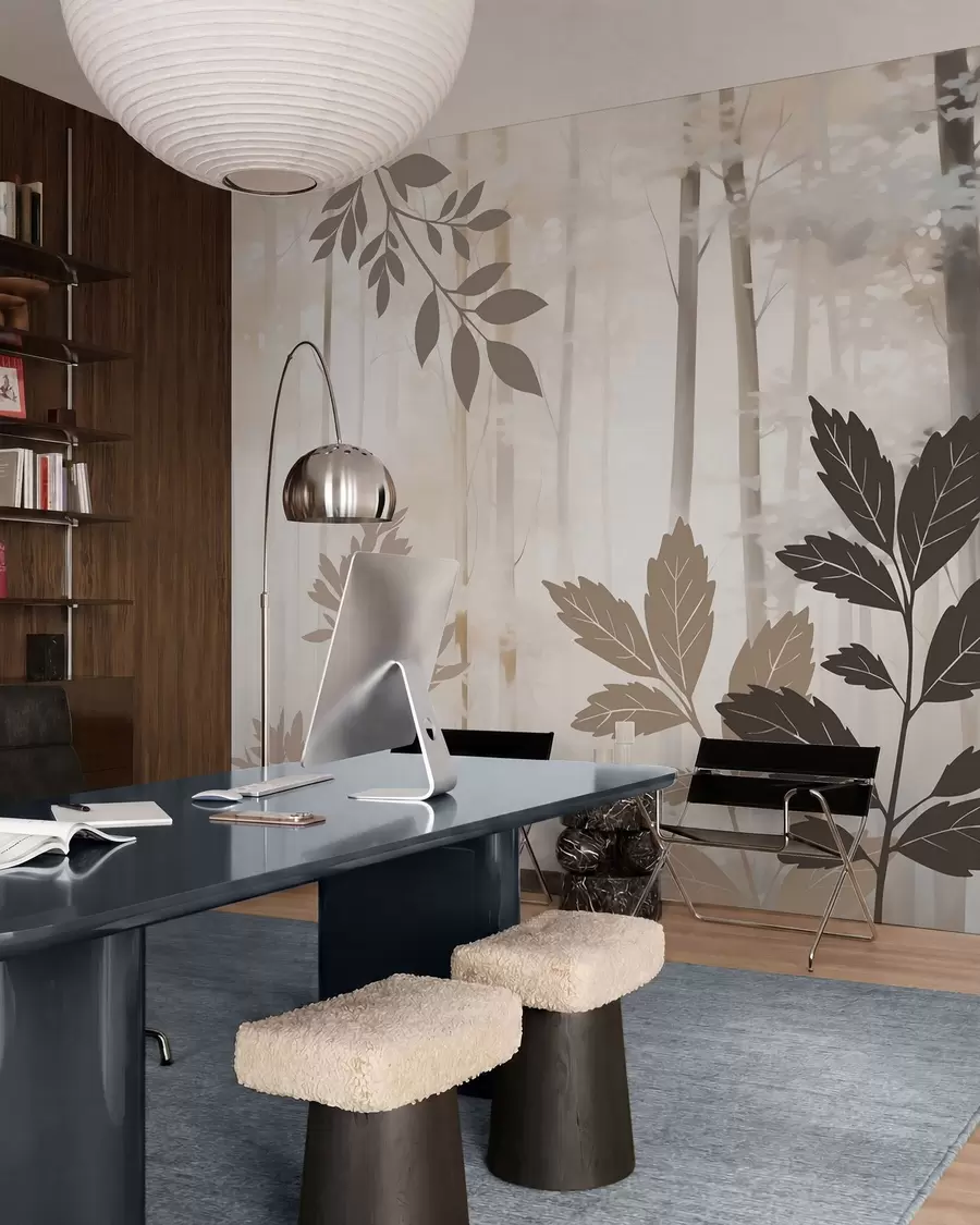 wall murals Силуете вегетације на позадини апстрактне шуме w05586