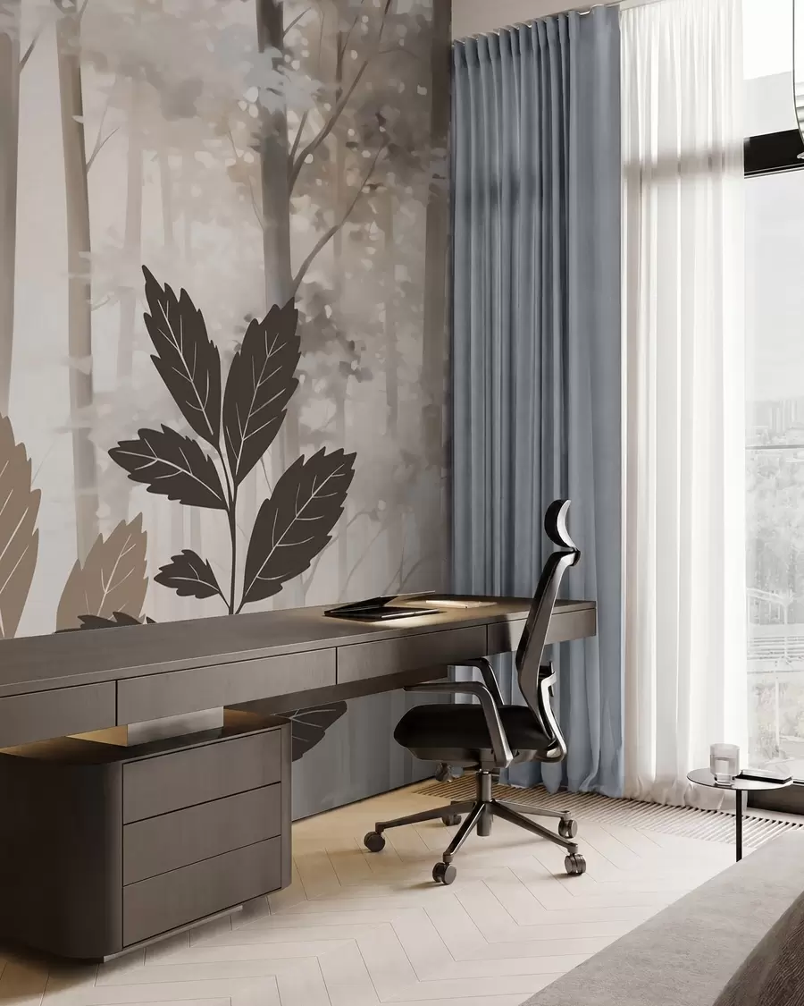 wall murals Силуете вегетације на позадини апстрактне шуме w05586