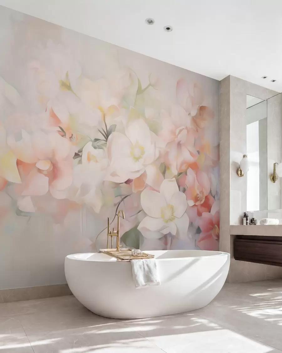 wall murals Нежно апстрактно цвеће, имитација слике w05594