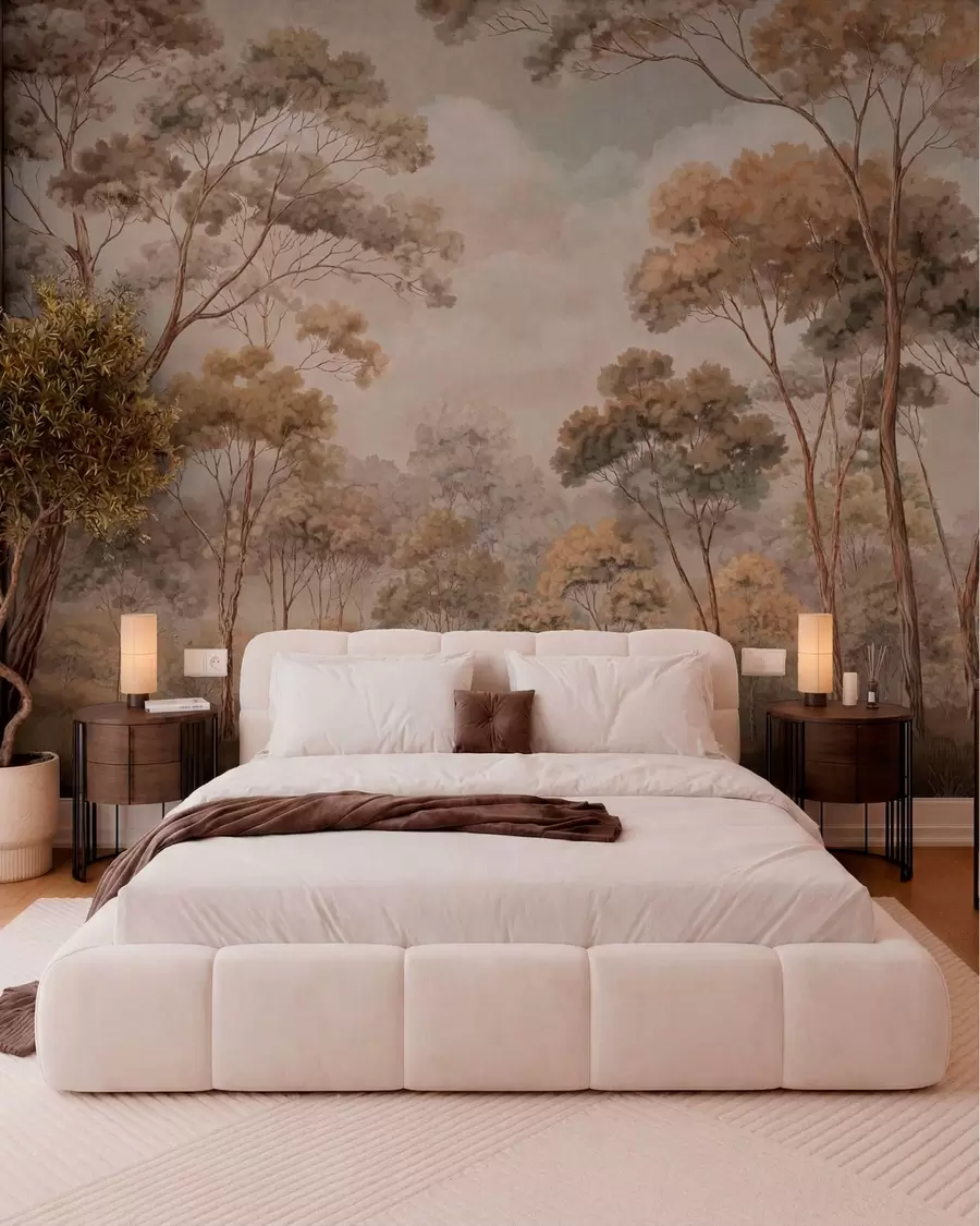 wall murals Топли шумски пејзаж у природним тоновима w05624v2