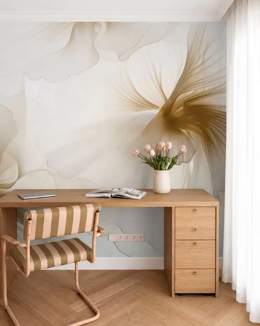 wall murals Меко руменило са прозрачним латицама у акварел стилу, елегантна цветна композиција w05360v1