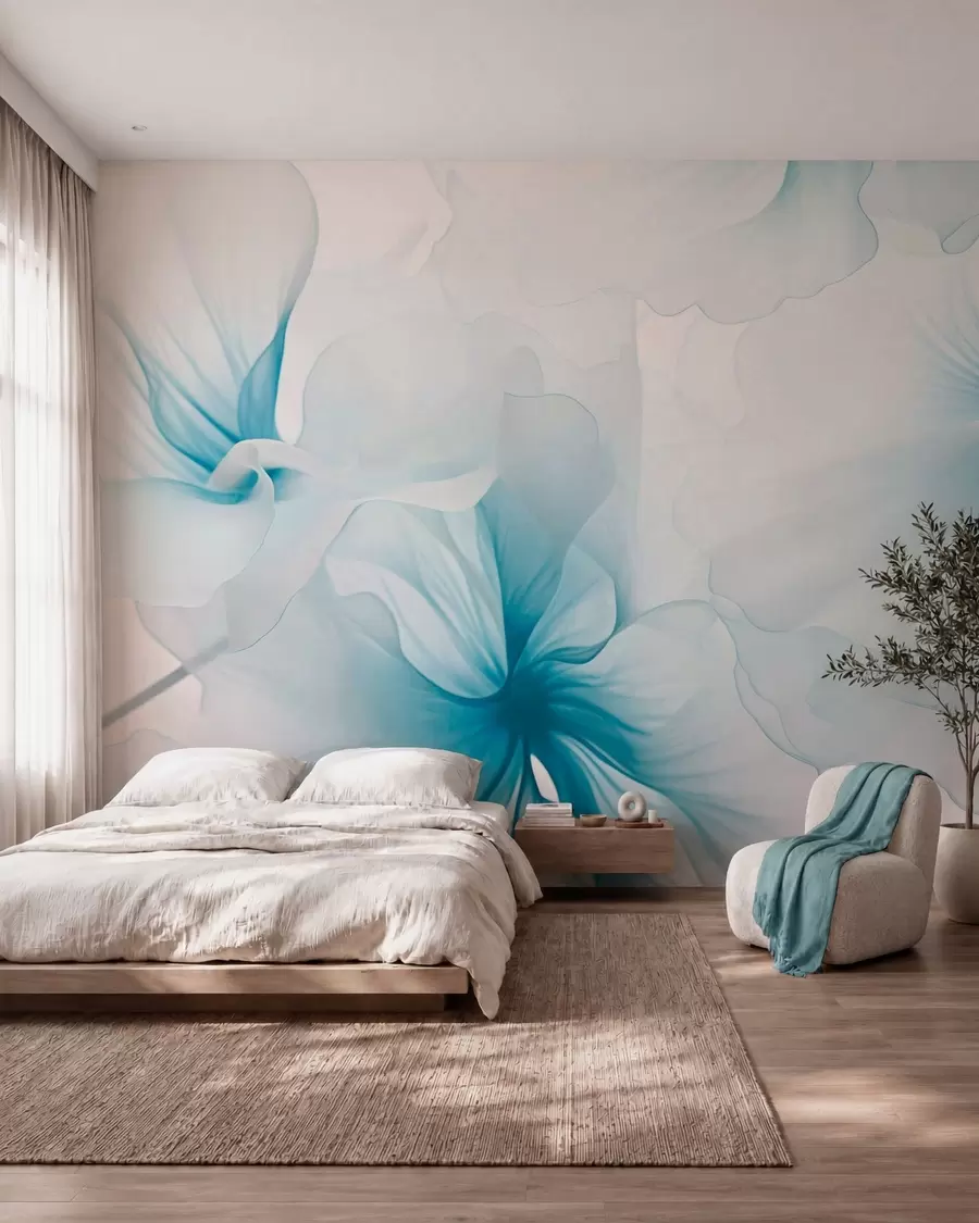 wall murals Меко руменило са прозрачним латицама у акварел стилу, елегантна цветна композиција w05360v2