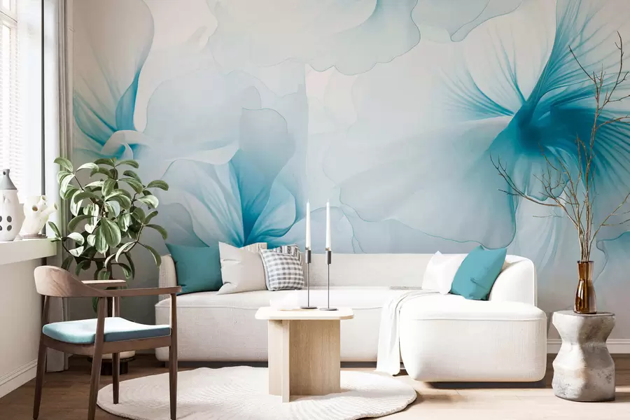 wall murals Меко руменило са прозрачним латицама у акварел стилу, елегантна цветна композиција w05360v2