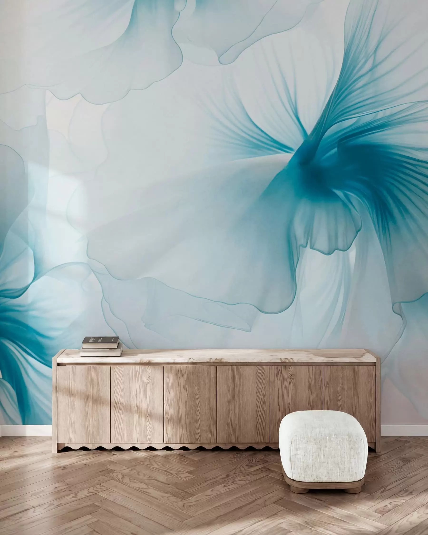 wall murals Меко руменило са прозрачним латицама у акварел стилу, елегантна цветна композиција w05360v2
