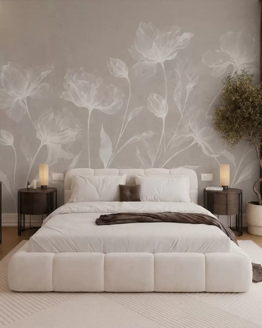 wall murals Елегантни прозрачни цветови са провидним слојевитим латицама на дугим нежним стабљикама w05579v1