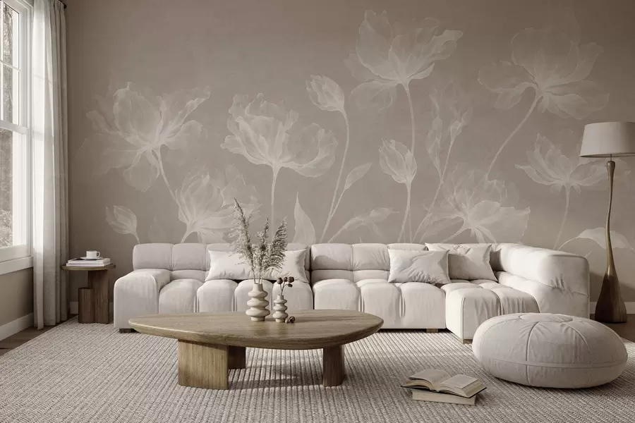 wall murals Елегантни прозрачни цветови са провидним слојевитим латицама на дугим нежним стабљикама w05579v1